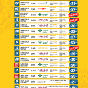 Update seat Cahaya Raudha 15 Juni