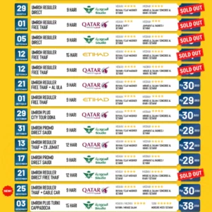 Update Seat Umroh 20 Agustus 2024