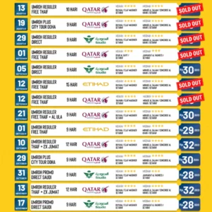 Update seat Umroh 10 Agustus 2024