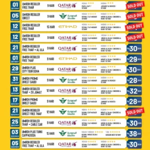 Update Seat Cahaya Raudhah Tour and Travel 30 Agustus 2024