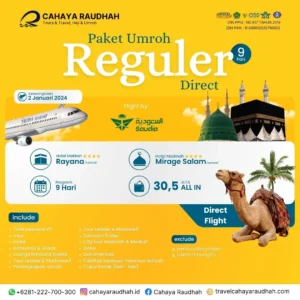 Paket Umroh Reguler Direct 2 Januari 2024 Cahaya Raudhah