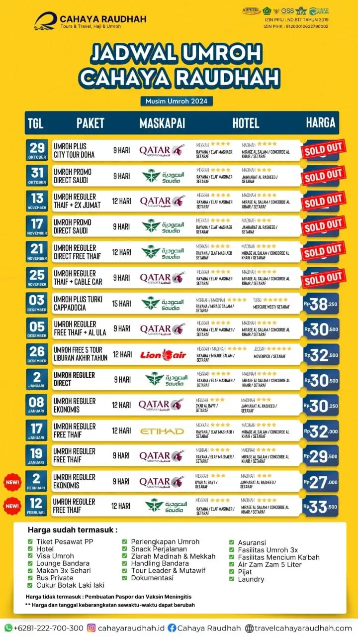 Update Seat Cahaya Raudhah 14 Oktober 2024