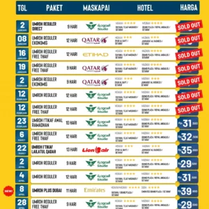 Update Seat Cahaya raudhah 24 Desember 2024 | Cahaya Raudhah | Paket Umroh Terbaik