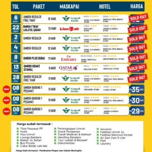 Update Seat Cahaya Raudhah 7 Maret 2025 | Travel Umroh | Umroh Bulan Juli