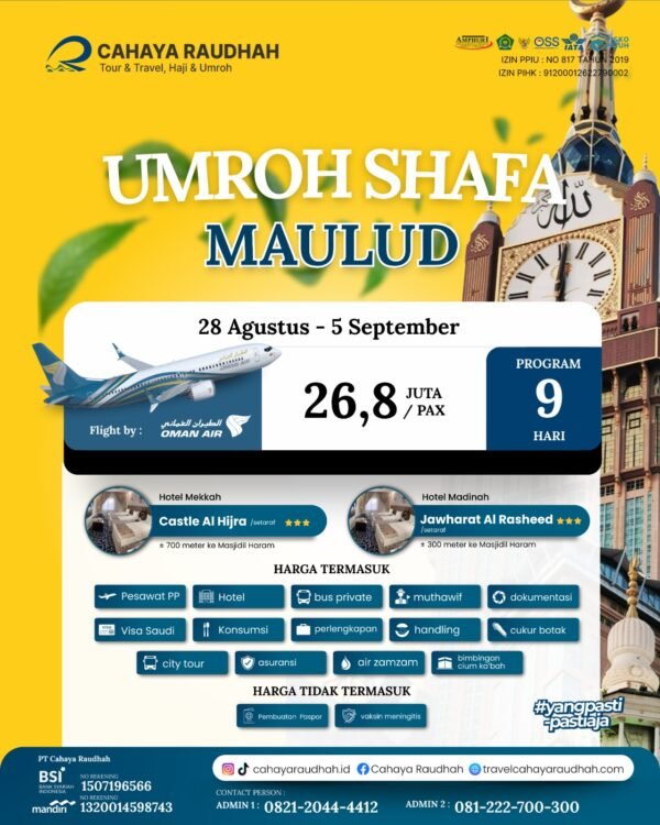 Paket umroh shafa 28 Agustus 2025 | Travel Umroh | Travel Haji