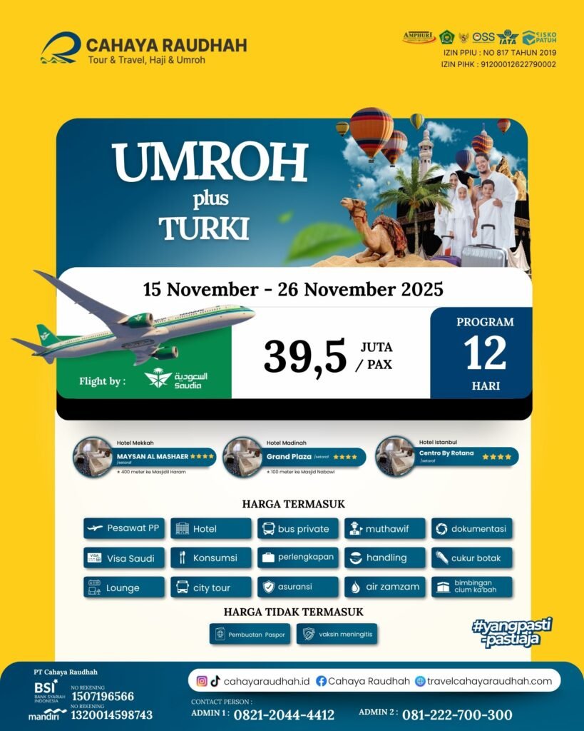 Paket Umroh 15 November Plus Turki