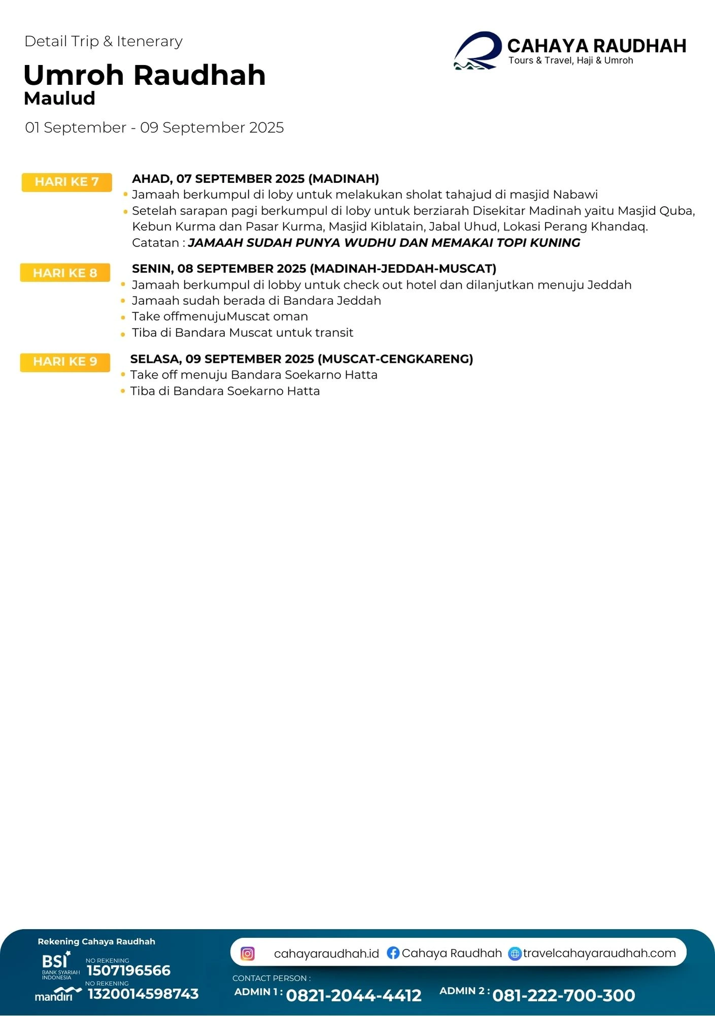 Gambaran dan Rundown Umroh 9 hari | Travel Umroh | Travel haji